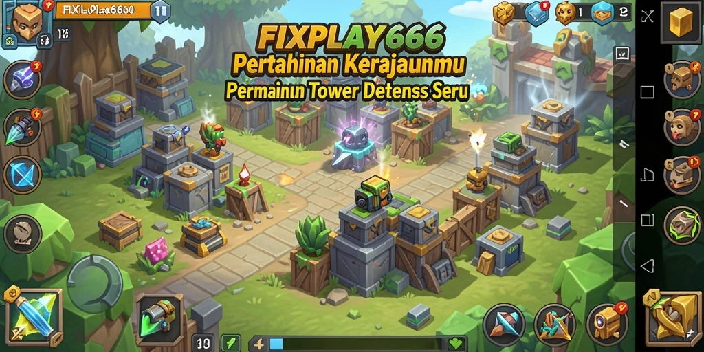Tampilan gameplay FIXPLAY666 yang penuh aksi dan strategi Tower Defense.