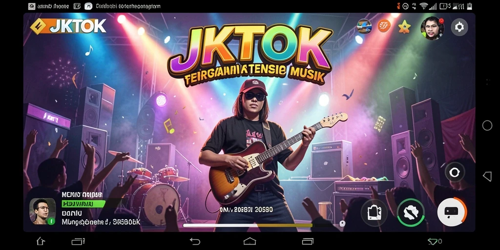 Tampilan gameplay JKTOK dengan pengguna bernyanyi mengikuti ritme.