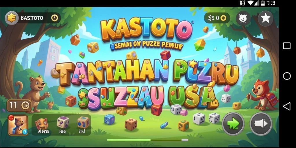 Screenshot gameplay <strong>KASTOTO</strong> menunjukkan teka-teki yang menantang dan grafis menarik.