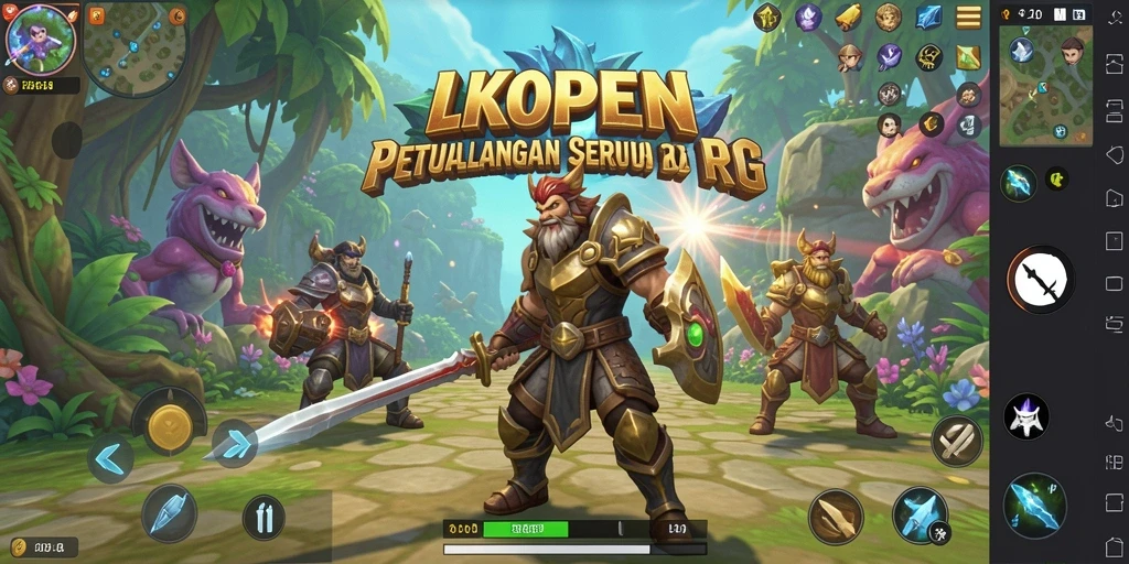 Tampilan gameplay RPG LKOPEN yang epik dan penuh aksi.