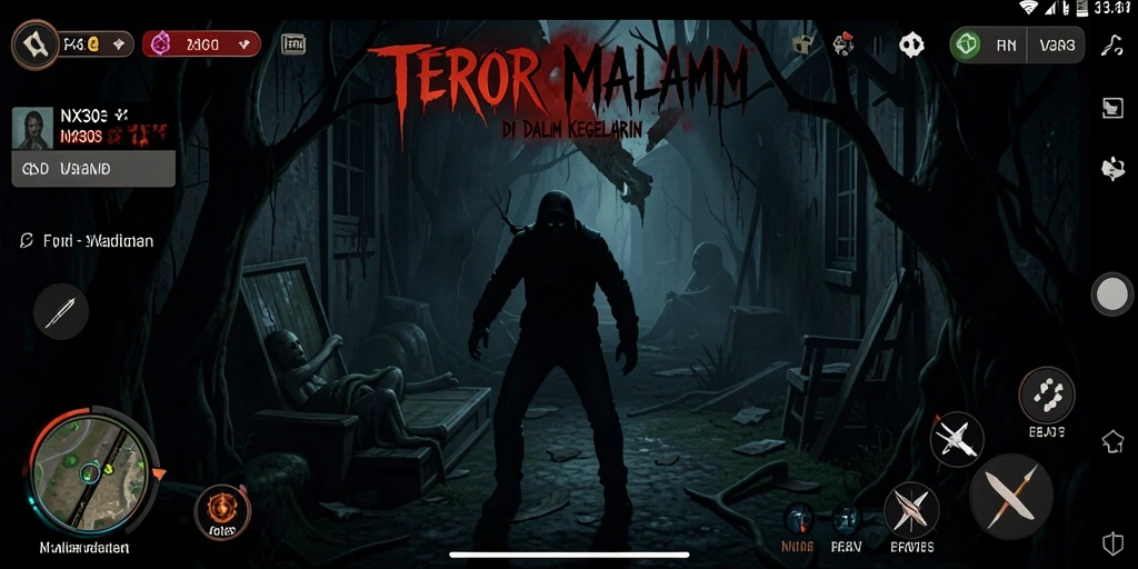 Screenshot gameplay NX303 yang menampilkan momen ketegangan menakutkan.