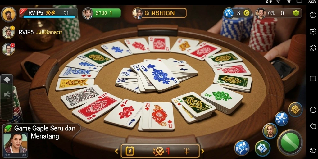 Screenshot menampilkan gameplay seru Gaple di RVIP5.
