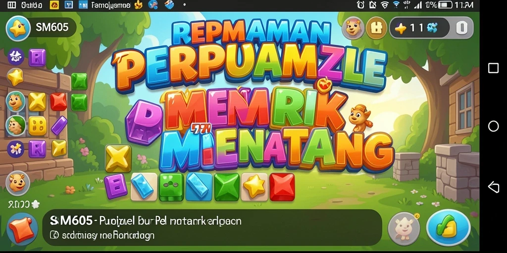 Screenshot utama SM605 menampilkan gameplay penuh warna dan seru.