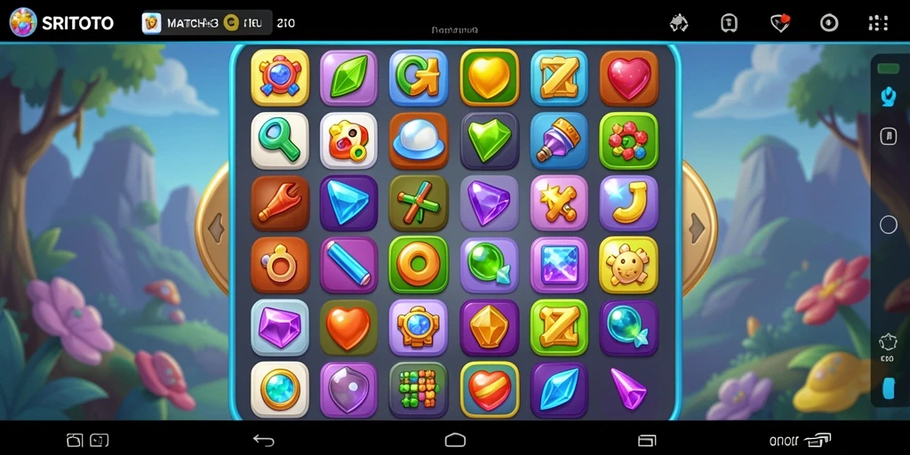Screenshot gameplay SRITOTO yang menunjukkan aksi Match-3 yang seru.